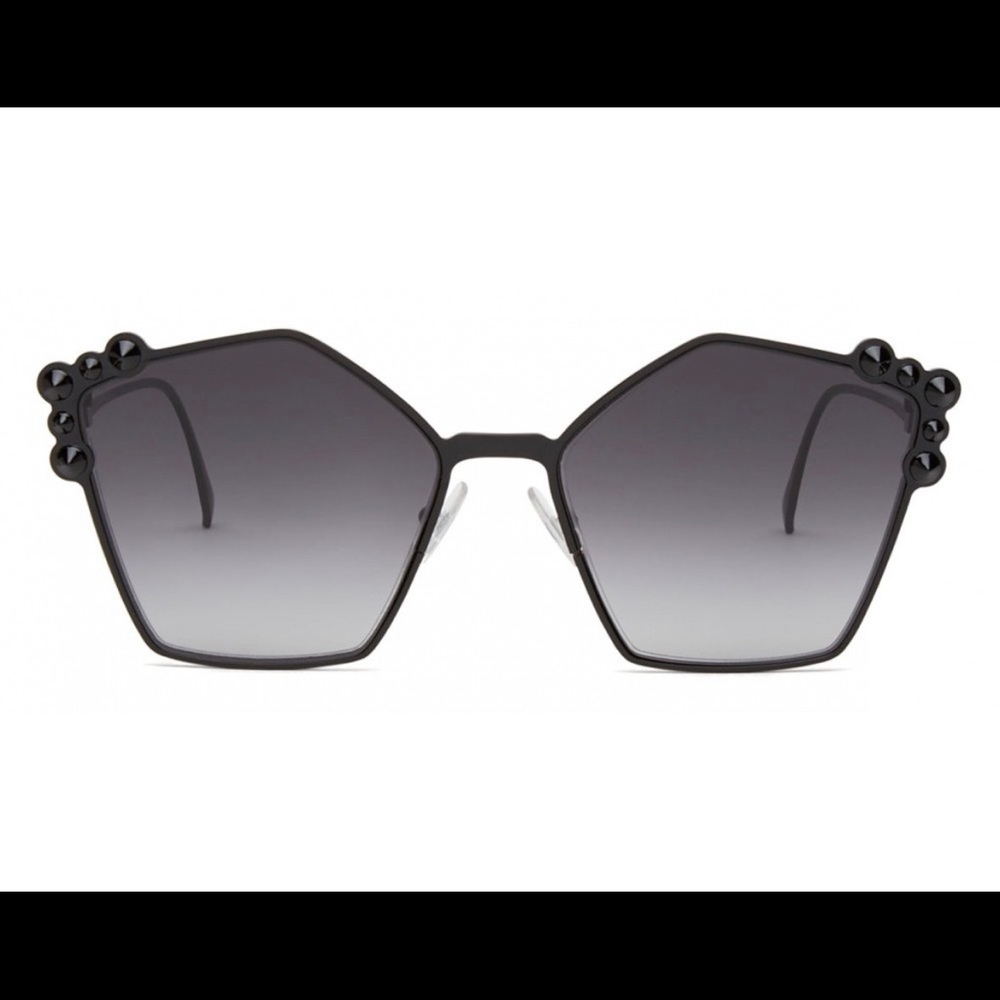 Fendi Can Eye Black Pentagonal Oversize Sunglasses